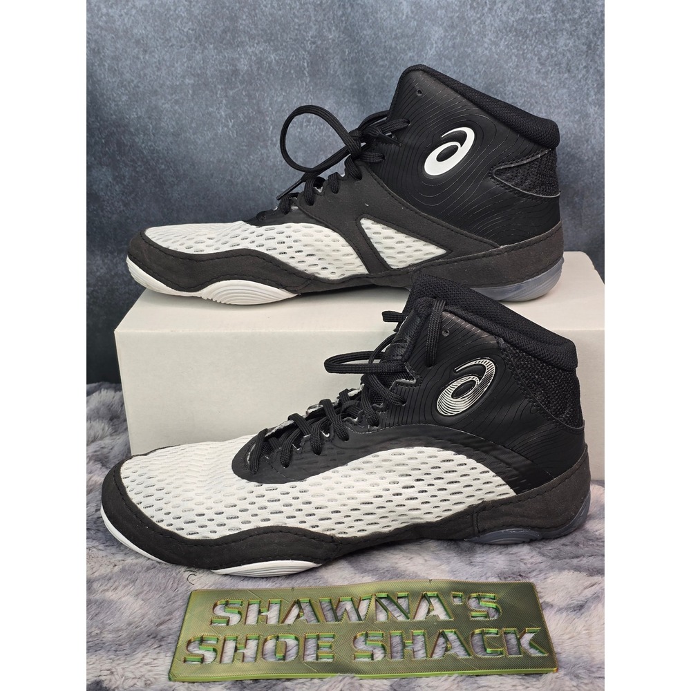 Asics Split Elite Wrestling Shoes White Black 1081A066 Mens Size 9.5